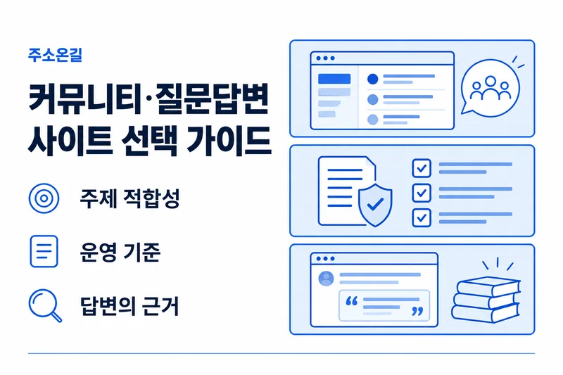 주소온길 커뮤니티·질문답변 선택 기준: 주제 적합성, 운영 기준, 답변의 근거