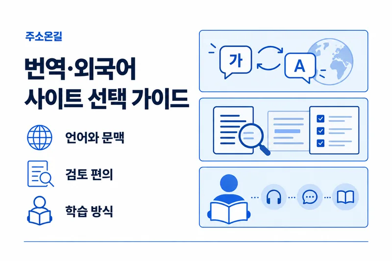 주소온길 번역·외국어 선택 기준: 언어와 문맥, 검토 편의, 학습 방식