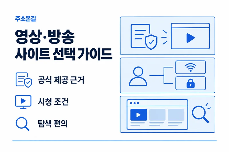 주소온길 영상·방송 선택 기준: 공식 제공 근거, 시청 조건, 탐색 편의